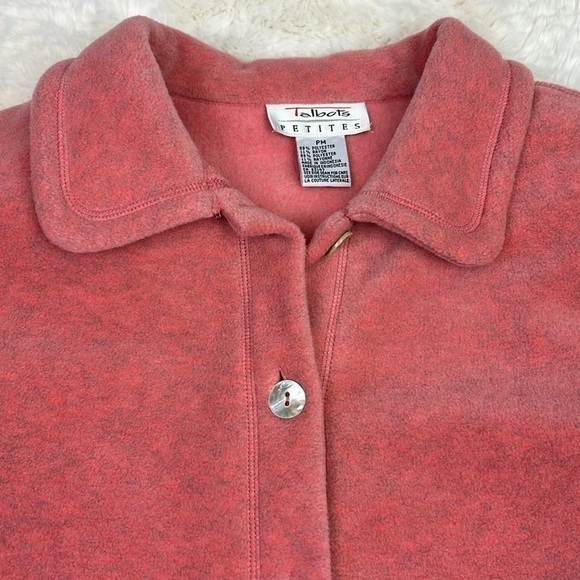 Talbots Petites Soft Pink Long Sleeve Cozy Warm Jacket Button Up Sweater - Picture 7 of 7